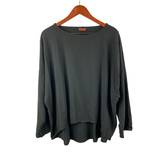 Oh My Gauze! Oversized Black Cotton Top - Picture 1 of 4